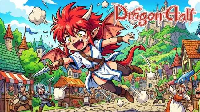 dragon-half-mink-ova-90s-style Ilustração de Mink, protagonista de Dragon Half, exibindo o estilo visual característico dos animes de fantasia dos anos 90.